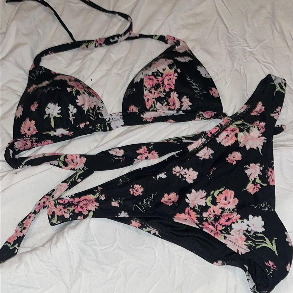Victoria's Secret Floral Bikini Set - Black